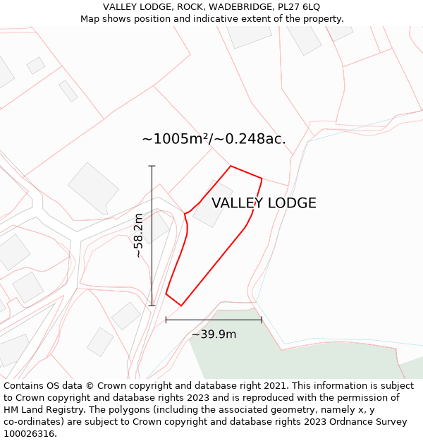 VALLEY LODGE, ROCK, WADEBRIDGE, PL27 6LQ: Plot and title map