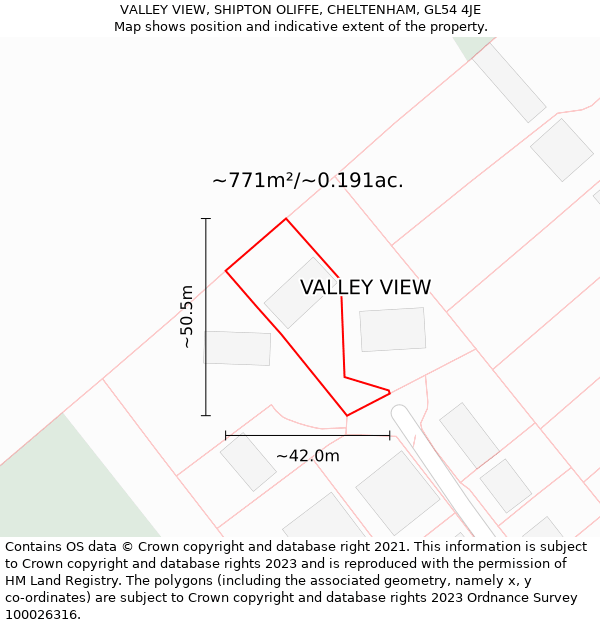 VALLEY VIEW, SHIPTON OLIFFE, CHELTENHAM, GL54 4JE: Plot and title map