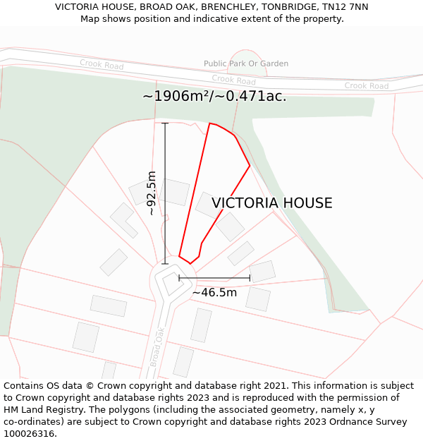 VICTORIA HOUSE, BROAD OAK, BRENCHLEY, TONBRIDGE, TN12 7NN: Plot and title map