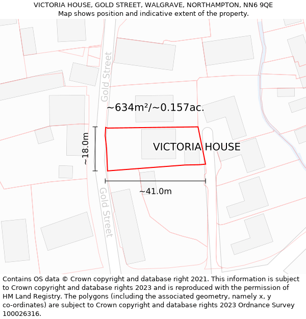 VICTORIA HOUSE, GOLD STREET, WALGRAVE, NORTHAMPTON, NN6 9QE: Plot and title map