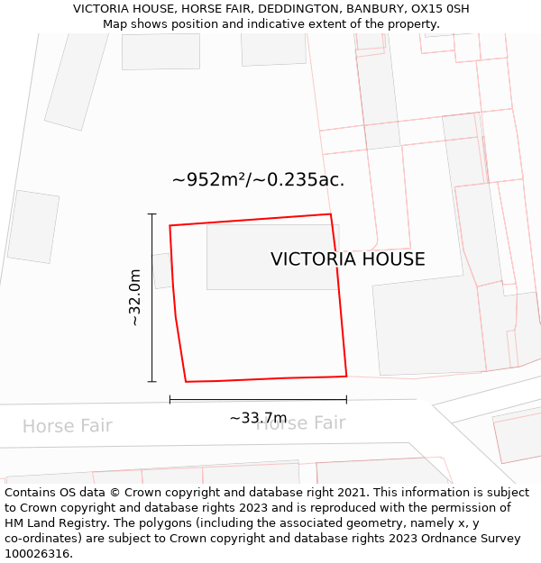 VICTORIA HOUSE, HORSE FAIR, DEDDINGTON, BANBURY, OX15 0SH: Plot and title map