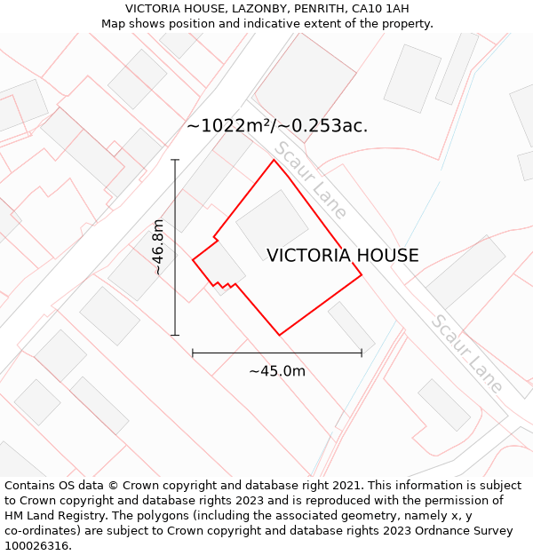 VICTORIA HOUSE, LAZONBY, PENRITH, CA10 1AH: Plot and title map
