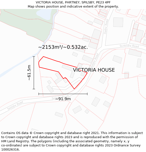 VICTORIA HOUSE, PARTNEY, SPILSBY, PE23 4PF: Plot and title map
