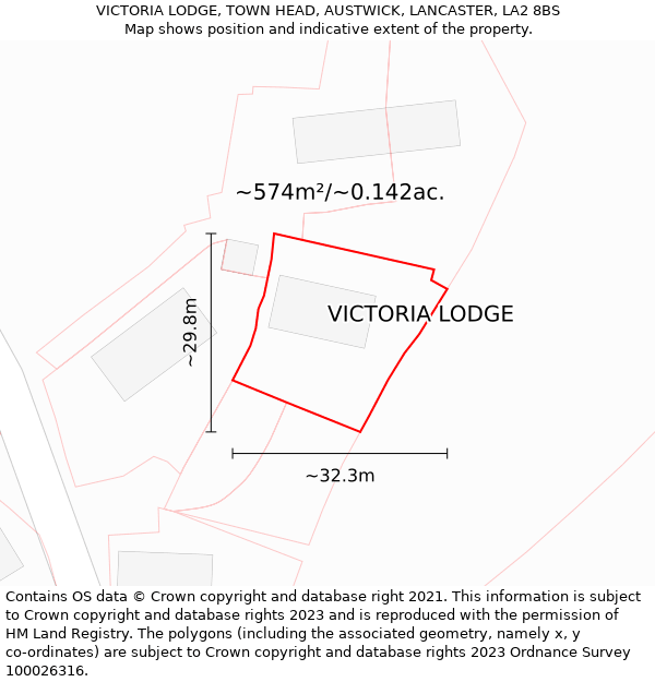 VICTORIA LODGE, TOWN HEAD, AUSTWICK, LANCASTER, LA2 8BS: Plot and title map
