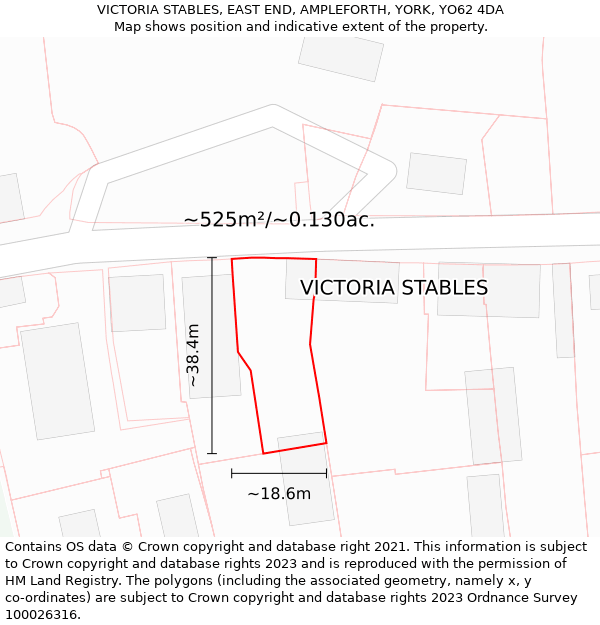 VICTORIA STABLES, EAST END, AMPLEFORTH, YORK, YO62 4DA: Plot and title map