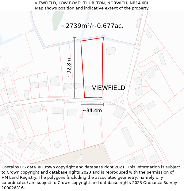 VIEWFIELD, LOW ROAD, THURLTON, NORWICH, NR14 6RL: Plot and title map