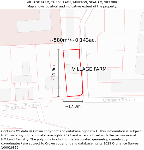 VILLAGE FARM, THE VILLAGE, MURTON, SEAHAM, SR7 9RP: Plot and title map