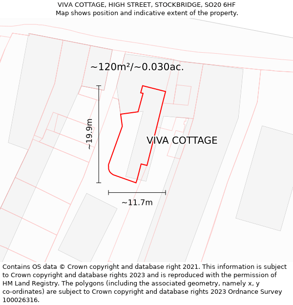 VIVA COTTAGE, HIGH STREET, STOCKBRIDGE, SO20 6HF: Plot and title map
