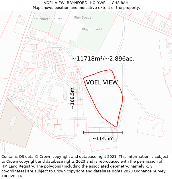 VOEL VIEW, BRYNFORD, HOLYWELL, CH8 8AH: Plot and title map