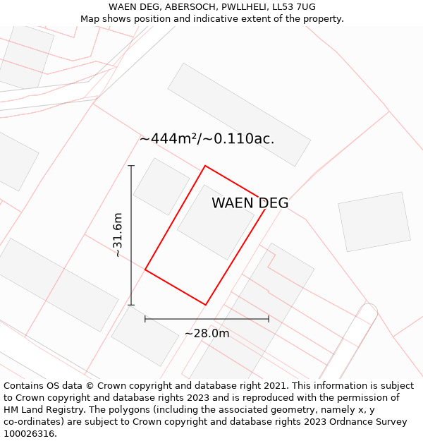 WAEN DEG, ABERSOCH, PWLLHELI, LL53 7UG: Plot and title map