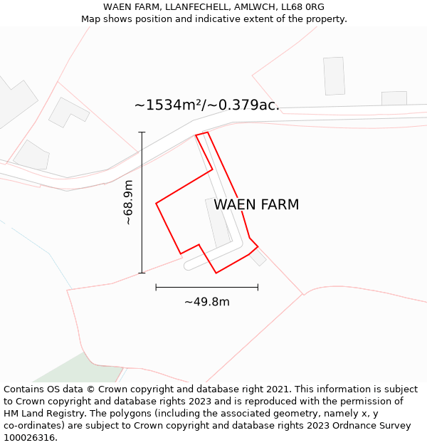 WAEN FARM, LLANFECHELL, AMLWCH, LL68 0RG: Plot and title map