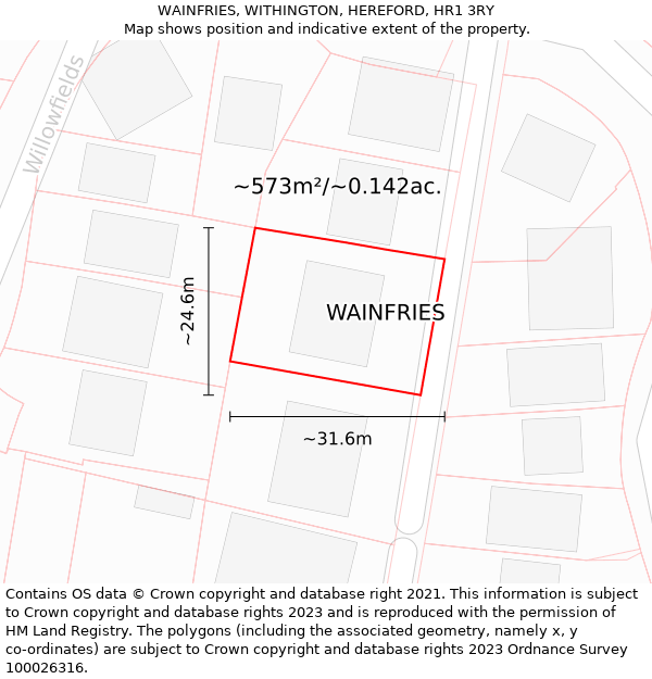 WAINFRIES, WITHINGTON, HEREFORD, HR1 3RY: Plot and title map