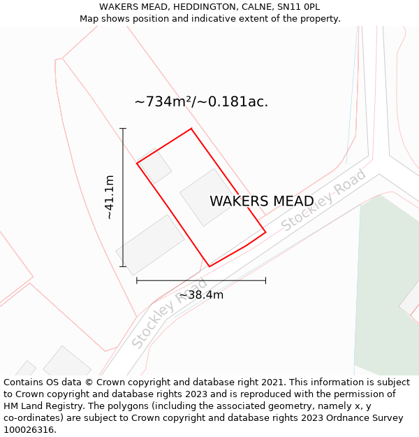 WAKERS MEAD, HEDDINGTON, CALNE, SN11 0PL: Plot and title map