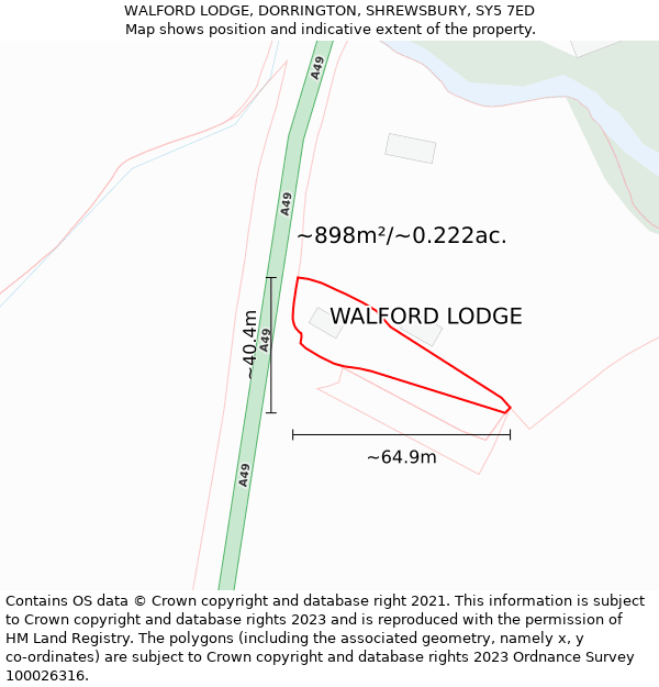WALFORD LODGE, DORRINGTON, SHREWSBURY, SY5 7ED: Plot and title map