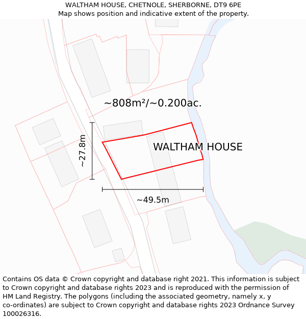 WALTHAM HOUSE, CHETNOLE, SHERBORNE, DT9 6PE: Plot and title map