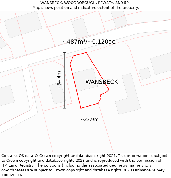 WANSBECK, WOODBOROUGH, PEWSEY, SN9 5PL: Plot and title map