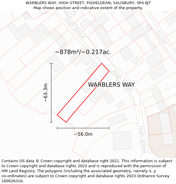 WARBLERS WAY, HIGH STREET, FIGHELDEAN, SALISBURY, SP4 8JT: Plot and title map