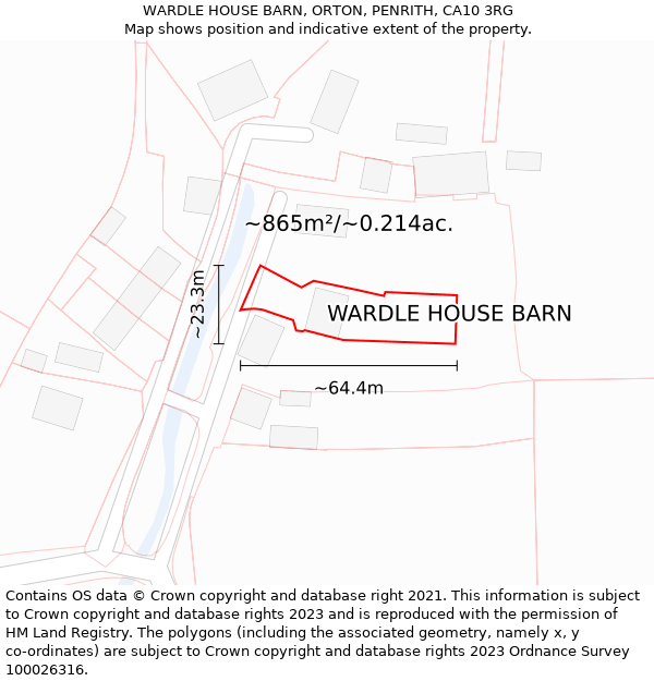 WARDLE HOUSE BARN, ORTON, PENRITH, CA10 3RG: Plot and title map