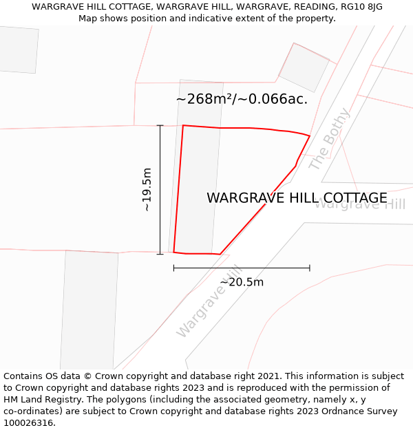 WARGRAVE HILL COTTAGE, WARGRAVE HILL, WARGRAVE, READING, RG10 8JG: Plot and title map