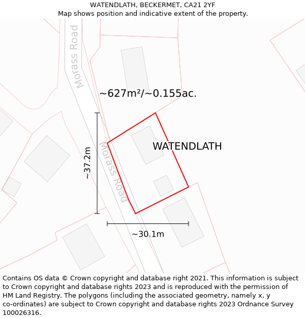 WATENDLATH, BECKERMET, CA21 2YF: Plot and title map