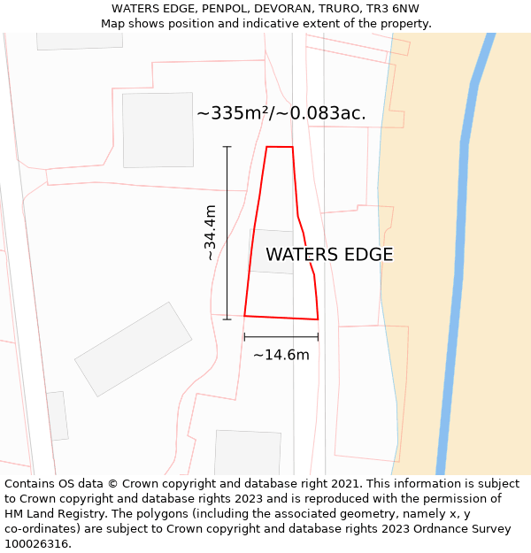 WATERS EDGE, PENPOL, DEVORAN, TRURO, TR3 6NW: Plot and title map