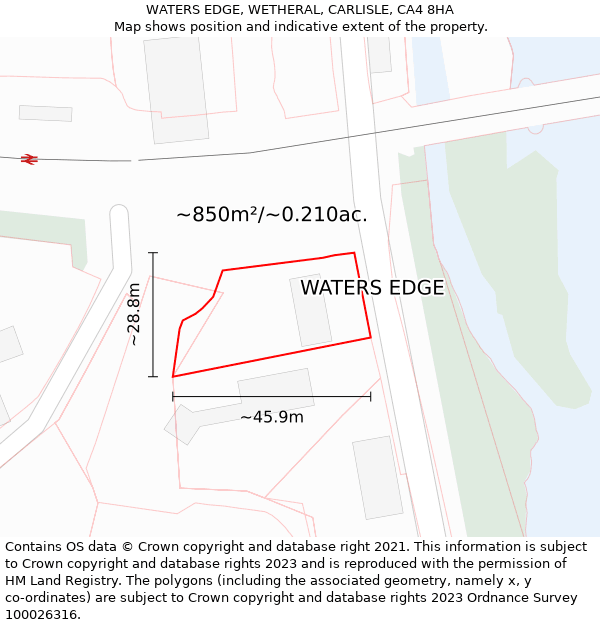 WATERS EDGE, WETHERAL, CARLISLE, CA4 8HA: Plot and title map