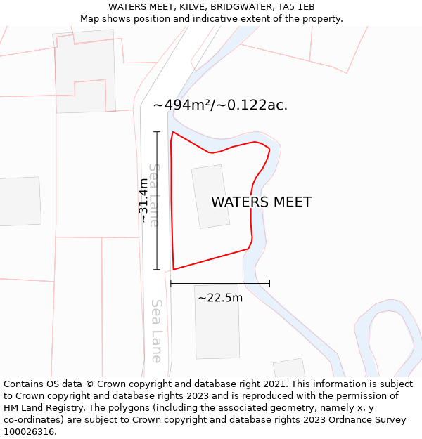 WATERS MEET, KILVE, BRIDGWATER, TA5 1EB: Plot and title map