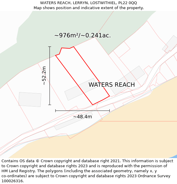 WATERS REACH, LERRYN, LOSTWITHIEL, PL22 0QQ: Plot and title map