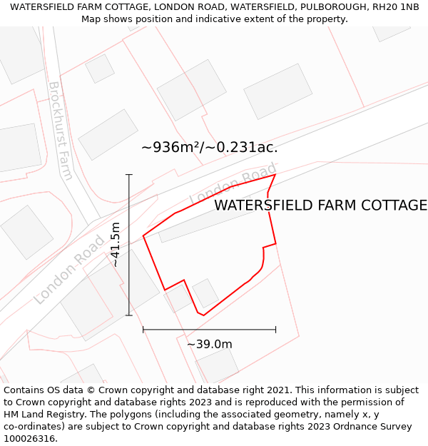 WATERSFIELD FARM COTTAGE, LONDON ROAD, WATERSFIELD, PULBOROUGH, RH20 1NB: Plot and title map