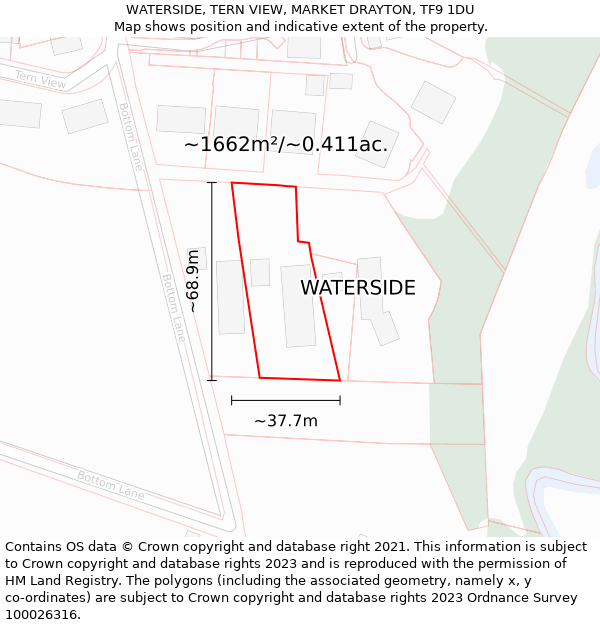 WATERSIDE, TERN VIEW, MARKET DRAYTON, TF9 1DU: Plot and title map