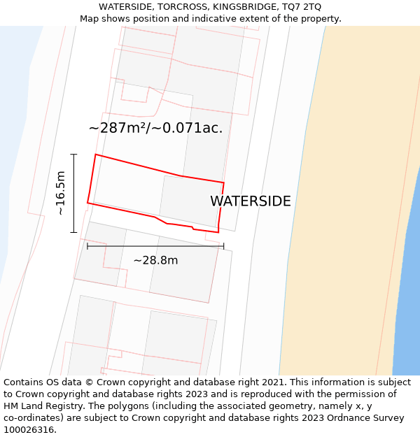 WATERSIDE, TORCROSS, KINGSBRIDGE, TQ7 2TQ: Plot and title map