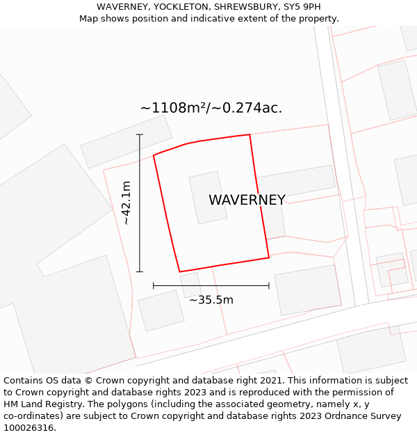 WAVERNEY, YOCKLETON, SHREWSBURY, SY5 9PH: Plot and title map