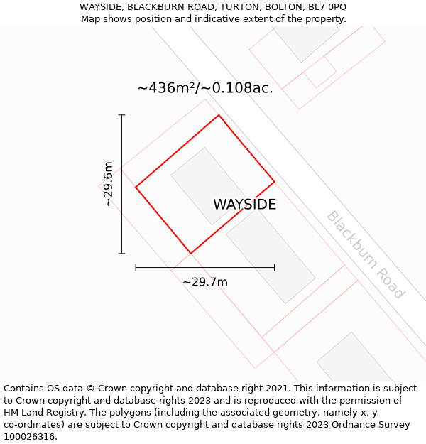 WAYSIDE, BLACKBURN ROAD, TURTON, BOLTON, BL7 0PQ: Plot and title map