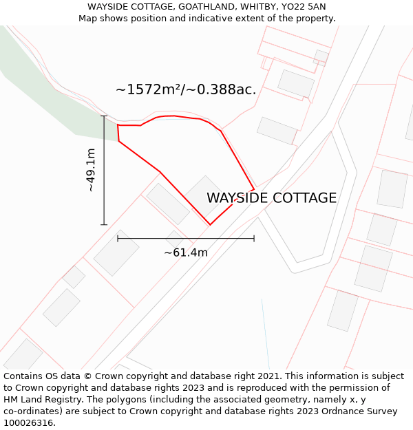 WAYSIDE COTTAGE, GOATHLAND, WHITBY, YO22 5AN: Plot and title map