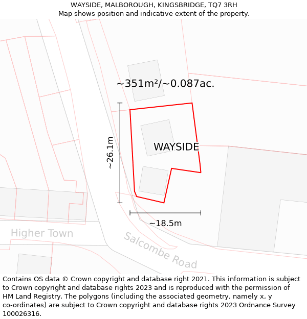 WAYSIDE, MALBOROUGH, KINGSBRIDGE, TQ7 3RH: Plot and title map