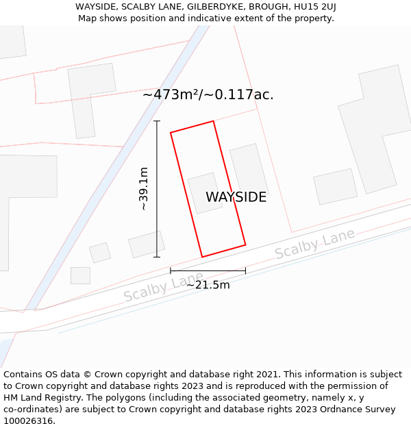 WAYSIDE, SCALBY LANE, GILBERDYKE, BROUGH, HU15 2UJ: Plot and title map