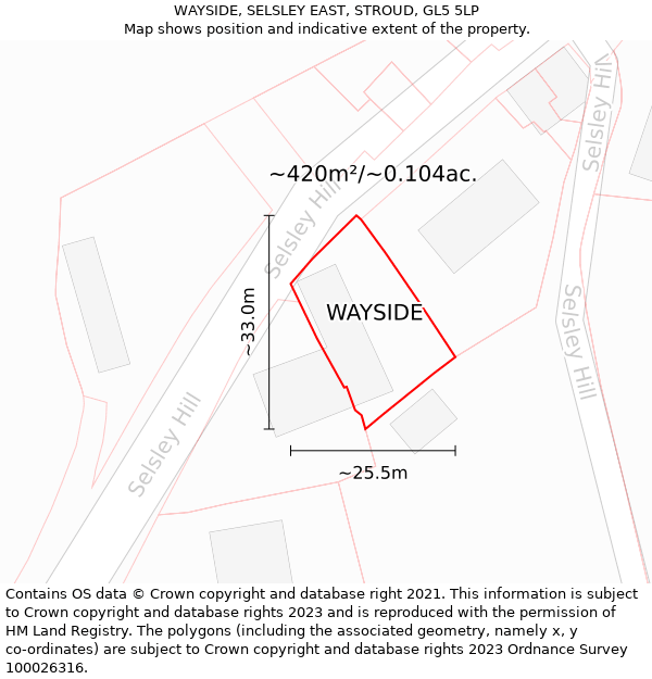 WAYSIDE, SELSLEY EAST, STROUD, GL5 5LP: Plot and title map