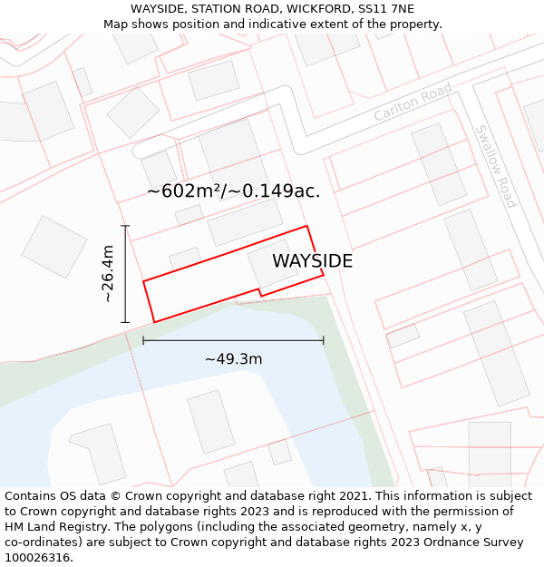 WAYSIDE, STATION ROAD, WICKFORD, SS11 7NE: Plot and title map