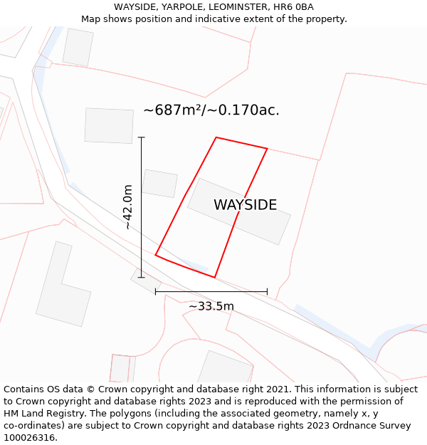 WAYSIDE, YARPOLE, LEOMINSTER, HR6 0BA: Plot and title map