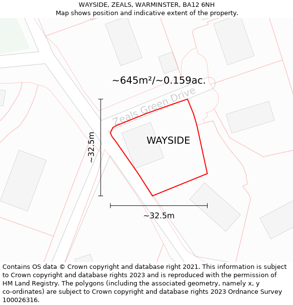 WAYSIDE, ZEALS, WARMINSTER, BA12 6NH: Plot and title map