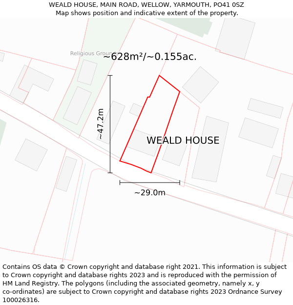 WEALD HOUSE, MAIN ROAD, WELLOW, YARMOUTH, PO41 0SZ: Plot and title map