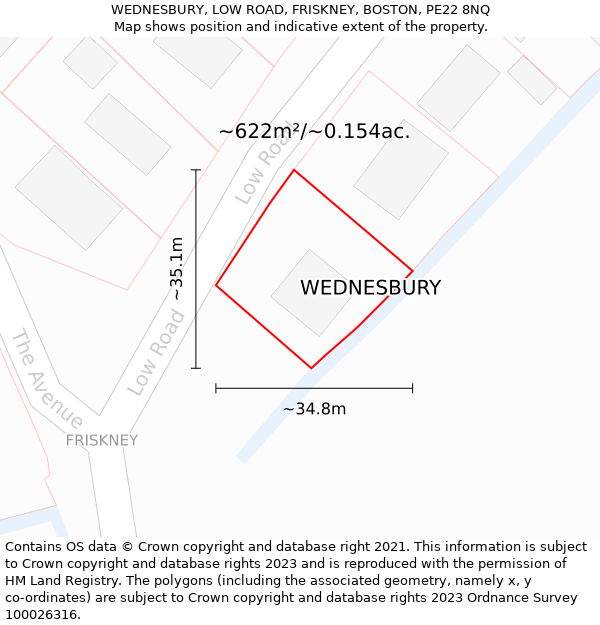 WEDNESBURY, LOW ROAD, FRISKNEY, BOSTON, PE22 8NQ: Plot and title map