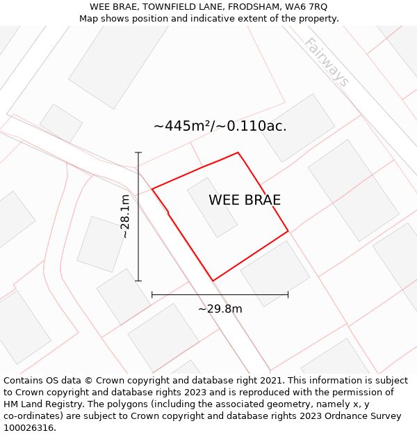 WEE BRAE, TOWNFIELD LANE, FRODSHAM, WA6 7RQ: Plot and title map