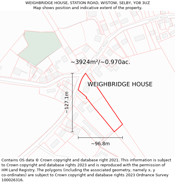 WEIGHBRIDGE HOUSE, STATION ROAD, WISTOW, SELBY, YO8 3UZ: Plot and title map