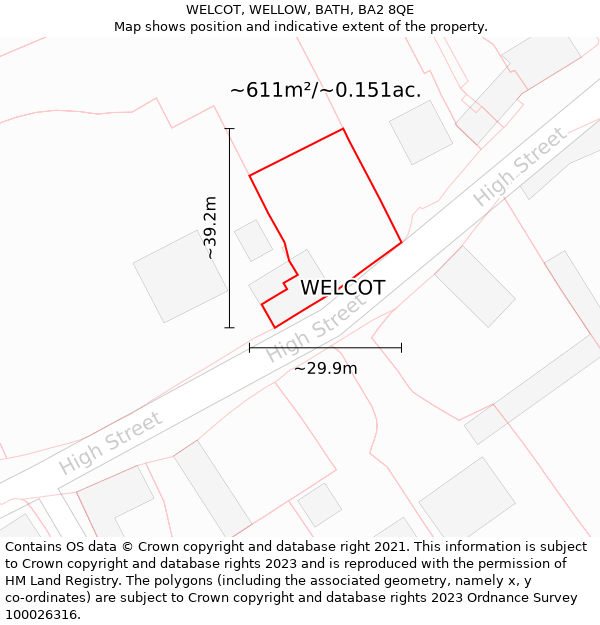 WELCOT, WELLOW, BATH, BA2 8QE: Plot and title map