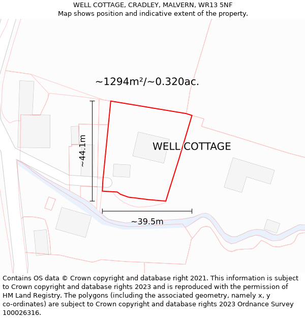 WELL COTTAGE, CRADLEY, MALVERN, WR13 5NF: Plot and title map