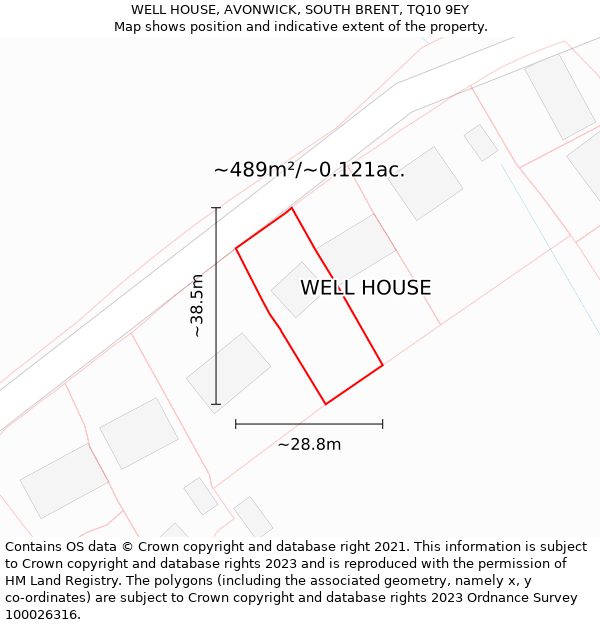 WELL HOUSE, AVONWICK, SOUTH BRENT, TQ10 9EY: Plot and title map