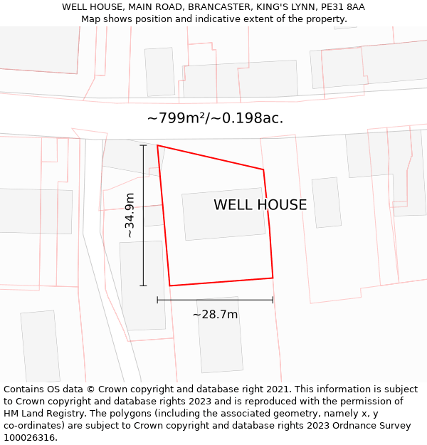 WELL HOUSE, MAIN ROAD, BRANCASTER, KING'S LYNN, PE31 8AA: Plot and title map