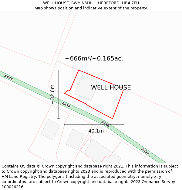 WELL HOUSE, SWAINSHILL, HEREFORD, HR4 7PU: Plot and title map