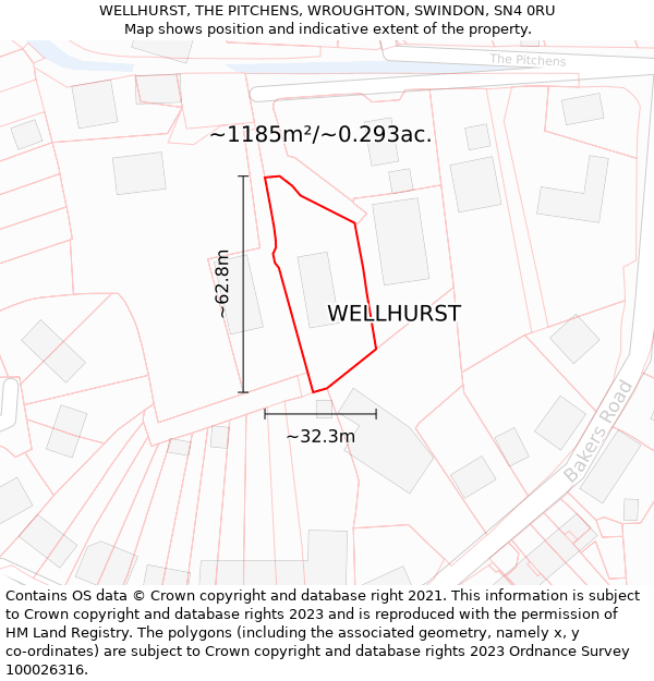 WELLHURST, THE PITCHENS, WROUGHTON, SWINDON, SN4 0RU: Plot and title map